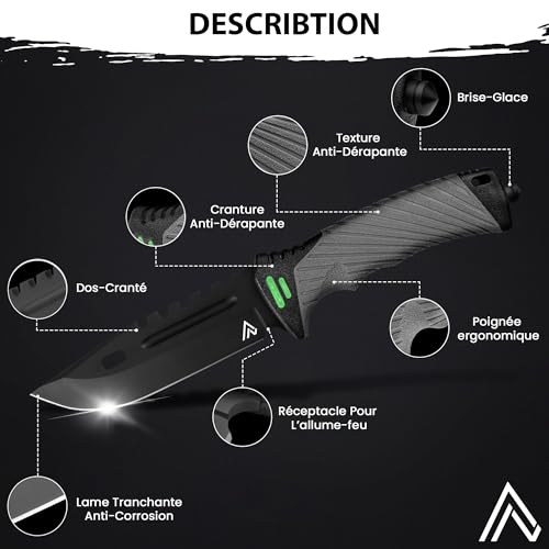 naifu® - The Hunter X Outdoor Messer Jagdmesser 12 CM - mit Kydex Holster - Bushcraft Messer - Perfektes - Feuerstarter und Schleifstein enthalten thumbnail 2