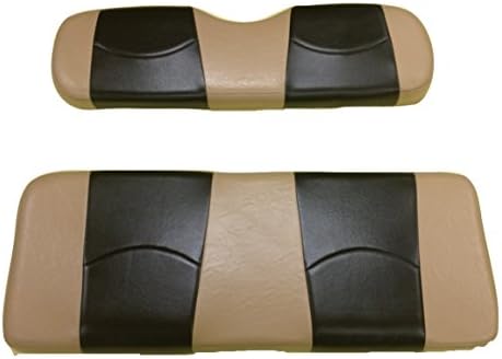 Kool Cushions EZGOTXT-TTBKST-01 -Custom Vinyl Golf Cart Seat Covers Front Only-Totally Tan With Black Stripe - For EZ_GO TXT Golf Cart