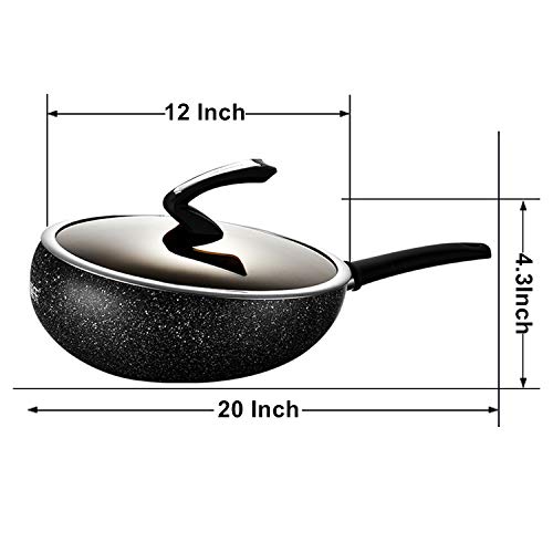 KYTD Professional Nonstick Fry Wok with Lids - Nonstick Skillet, Stir Fry Pans (100% PFOA and APEO Free)