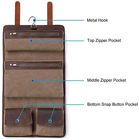 S-ZONE Mens Toiletry Organizer Bag Leather Travel Dopp Kit Hanging Case Great Gift Idea 6 S-ZONE Mens Toiletry Organizer Bag Leather Travel Dopp Kit Hanging Case Great Gift Idea