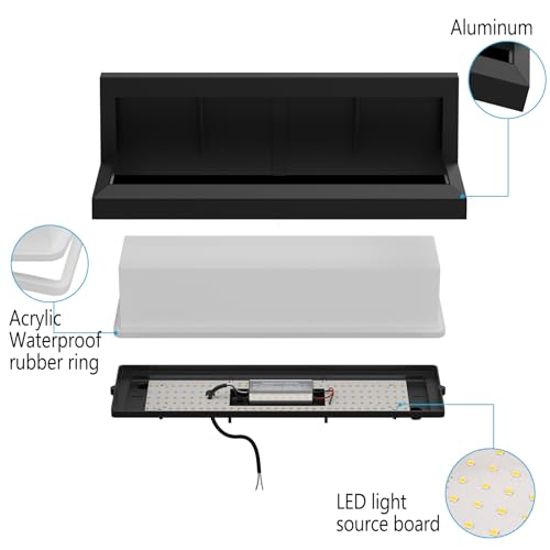 Coinmit 36W 3000K 3500LM IP65 Waterproof Outdoor LED Wall Light for Indoor and Outdoor Patio Balcony Black