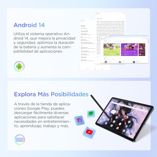 UGEE UT2 Tablet Independiente 10,36 Pulgada - 6GB+128GB, Pantalla 2K Ultra HD Totalmente Laminada, 8.0MP Cámara Frontal y Trasera, Tableta Android 14, Batería de 7000mAh, Incluye U-Pencil