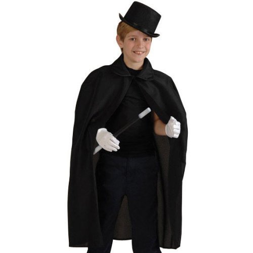 Kids 35" Black Satin Magician Cape