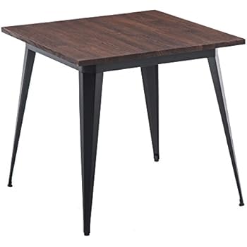 LSSBOUGHT Wood and Metal Square Dining Table, 31.5