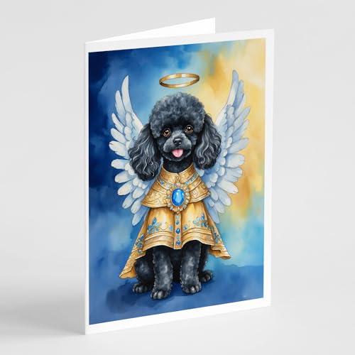 Caroline's Treasures Black Poodle My Angel Greeting Cards Pack of 8 Blank Cards…