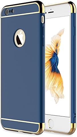 iPhone 6/6s Case, 3 In 1 Ultra Thin and Slim Hard Case Coated Non Slip Matte Surface with Electroplate Frame for Apple iPhone 6 (4.7")(2014) and iPhone 6S (4.7")(2015) - Blue &amp; Gold