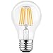 LETO A19 6W LED Dimmable Filament Edison Style Light Bulb,UL Listed,60W Equivalent, Soft White 2700k ,E26 Base 1-Pack