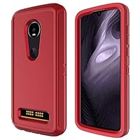 Annymall Moto Z4 Case, Heavy Duty with [Built-in Screen Protector] Tough 4 in1 Rugged Shorkproof Cover for Motorola Moto Z4/ Z4 Play (Red/Black)