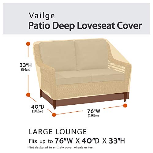 Vailge 2Seater Heavy Duty Patio Deep Bench Loveseat Cover,100