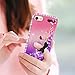 LeYi for iPod Touch 7/6/5 Case,with Tempered Glass Screen Protector [2 Pack] for Girls, Glitter Liquid Clear Phone Case (Pink/Purple)
