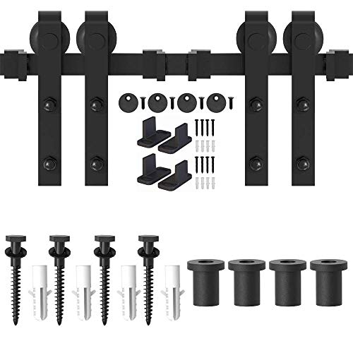 WINSOON Double Sliding Barn Door Hardware Kit 5FT for Double Doors Wood