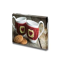 Canvas Prints Wall Art - Knitted Woolen Cups on a Wooden Table | Modern Wall Decor/Home Art Stretched Gallery Canvas Wraps Giclee Print & Ready to Hang - 12" x 18"
