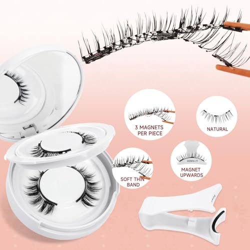 Higu Clace Kit Di Ciglia Magnetiche Con Applicatore, Ciglia Magnetiche Naturali Senza Colla, Facili Da Indossare Per Principianti (Stile HI)
