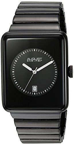 August Steiner Men's AS8181BK Black Quartz Watch with Black Dial and Black Expansion Bracelet