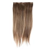 28" Synthetic Fiber 3/4 Full Head Body Straight Clip in Hairpiece Hair Extensions 150g #6/27/613 With Clips