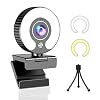 Streaming Webcam with Light Ring and Microphone FHD 1080P for Desktop Computer Web Camera for PC Mac Laptop Macbook Pro…