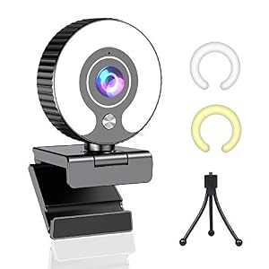 Streaming Webcam with Light Ring and Microphone FHD 1080P for Desktop Computer Web Camera for PC Mac Laptop Macbook Pro…