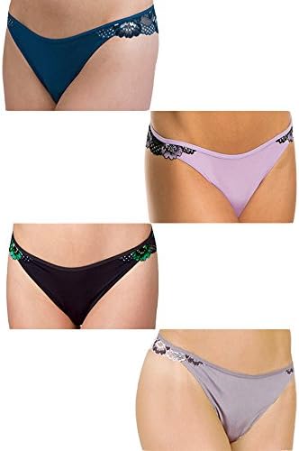 Women Sexy Lace G-string Thong Panties (Extra Large, Combo 1)