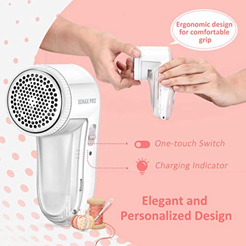 ATMOKO Electric Lint Remover, Portable Fabric Shaver with USB Charging Port, Efficient Fabric Remover for Bobbles, Fluff, Fuzz, Balls, Clothes, Pink - Thumbnail 5