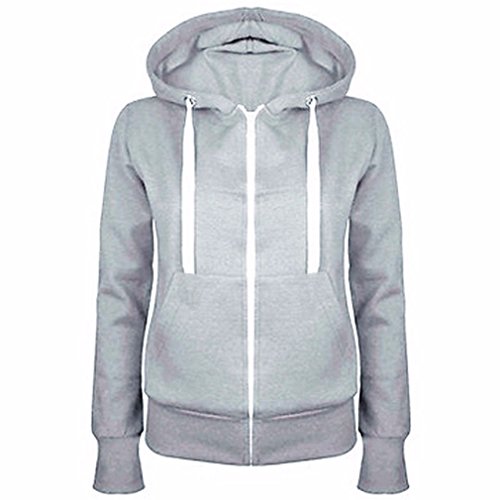 Meolin Women Plain Full-Zip Spring Fall Hoodie Jacket Sport Fleece Jacket,light grey,XL