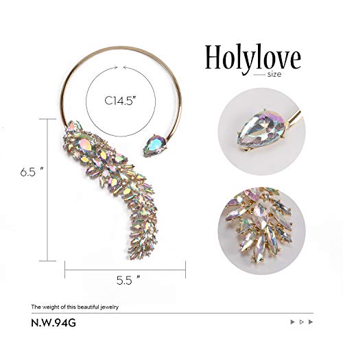 Holylove Crystal Costume Statement Necklace for Women Novelty Fashion Jewelry 1 pc with Gift Box- HLN0008 Crystal