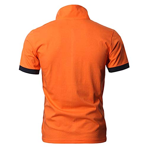 Mnyycxen Men's Perfect Slim Fit Short Sleeve Soft Fitted Polo Shirt Quick-Dry Golf Polo Shirt Fashion Tee (M, Orange)