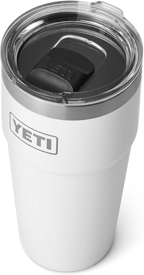 YETI Rambler 20 oz (591 ml) Stackable Cup with Removable Magslider Lid, Stainless Steel Vacuum Insulated Coffee Cup, White