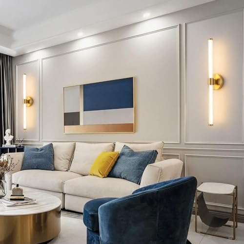 Deyidn Lámparas de tocador de baño dorado espejo LED luz ajustable 22,44 pulgadas moderna lámpara de pared escocesa de 360 ° 20w 3000k luz cálida