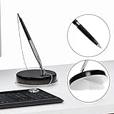 Ballpoint Pen Secure Chain Attached Base Stays Stand Desk Office Retail Holder