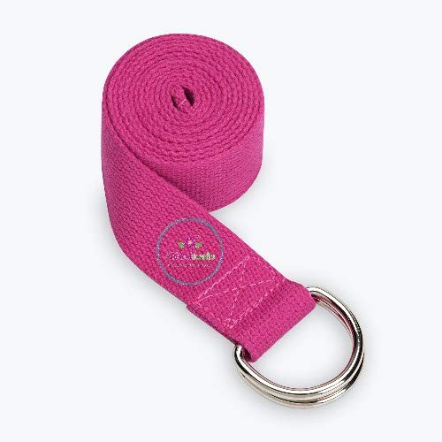 Durable Handwoven Cotton Yoga/Exercise Strap or belt for stretching, general fitness, flexibility, yoga, physical therapy - Pink