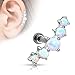BODYA 1pc 16g 1/4 inch Surgical Steel 5-Gem Curved Synthetic Opal stone Cartilage Stud Earring Tragus Helix Earring