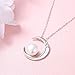 MEGA CREATIVE JEWELRY Moon Pearl White Freshwater 925 Sterling Silver Pendant Necklace for Women with Crystals Jewelry Gifts for Mom Wife Her