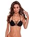 RELLECIGA Womens Push-up Swimwear Black Criss Cross Strappy Triangle Bikini Top Size Small