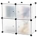 C&AHOME Cube Storage Organizer, Modular 4-Cube Shelving Units, Closet Cabinet, Plastic Closet Organizer with Doors Ideal for Bedroom, Home Office, 24.8”L x 12.4