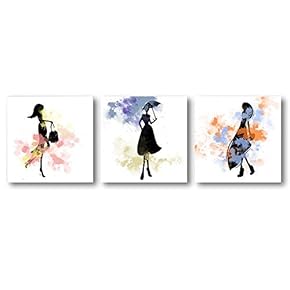 Abstract Elegant People Painting Artwork for Home Framed x3 Panels