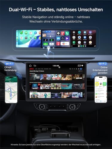 Carplay Wireless Adapter, AI Box Android Auto für YouTube/Netflix, 4+32GB — Foto 4 von 8