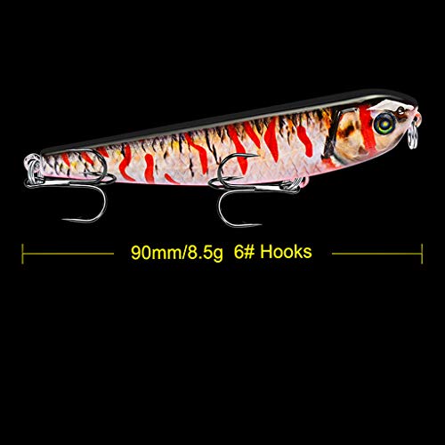 Rumas Hard Tackle Fishing Lure with 2 Strong Hooks - Bass Minnow 3D Eyes Fishing Baits
