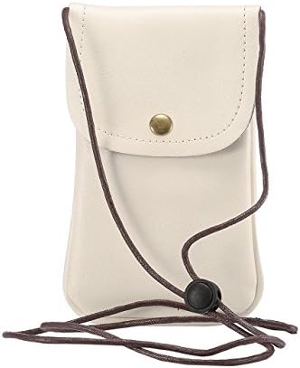 New Universal PU Leather Cell Phone Bag Shoulder Pocket Wallet Pouch Case Neck Strap Fit For iPhone 8/7 Plus/ 6S Plus/Samsung Galaxy S8 Plus/S7 Edge/S6 Edge+/Huawei Mate 9/Mate 8/HTC U11(White)