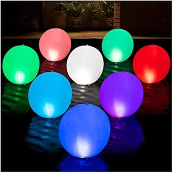 HAPIKAY Solar Floating Pool Lights - Pack of 2 Solar Powered Color Changing 14 inch Balls for Pool Garden Backyard Pond Decorations - Inflatable Floatable Hangable Wateproof RBG Lights