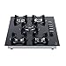 Empava 30 Inch Gas Cooktop LPG/NG Convertible with 5 Italy SABAF Burners Tempered Glass in Black