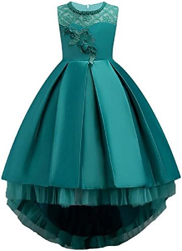 Moda Fina Baby Girl's Satin Floral Long Ball Gown