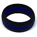 SAR - SAFE ACTIVE RINGS - 8MM Men or Ladies Flexible Black with Blue Stripe Police Force Silicon Rubber Wedding Band Ring