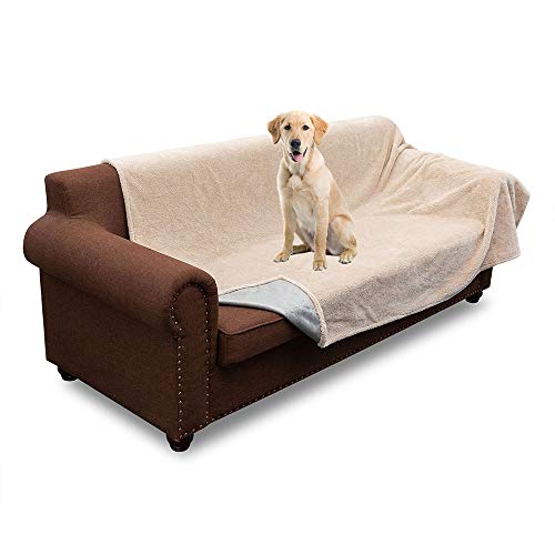 MARKSIGN 100% Waterproof Pet Blanket, Reversible Plush Protective Cover for Bed, Couch, Dog or Cat