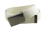 Canvas Web Belt Flip-Top Antique Silver Buckle/Tip Solid Color 50