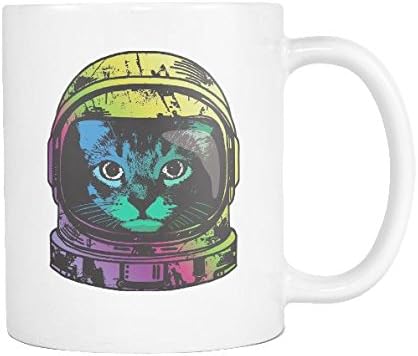Rainbow Color Cat Astronaut Mug Scifi
