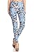 R853-OS Blue and White Iris Print Fashion Leggings