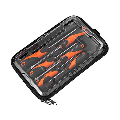 Kendo 6pcs Magnetic Screwdriver Set Non-Slip Wide & Comfortable Cushion Grip Phillips & Slotted Heavy Duty Rust Resistant Cr-V Steel Bar Permanent Magnetic Tips with Premium Storage Case - Thumbnail 4