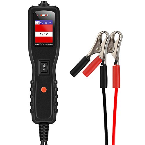 ANCEL PB100 Automotive Circuit Tester Power Probe Kit Diagnostic Test Tool Vehicle Electrical System Current Voltage Resistance Diodes Detector with LCD Screen Flashlight for 12V to 24V - Black