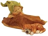 Top Collection Enchanted Story Fairy Garden Sleeping Fairy Baby with Puppy Outdoor Statue