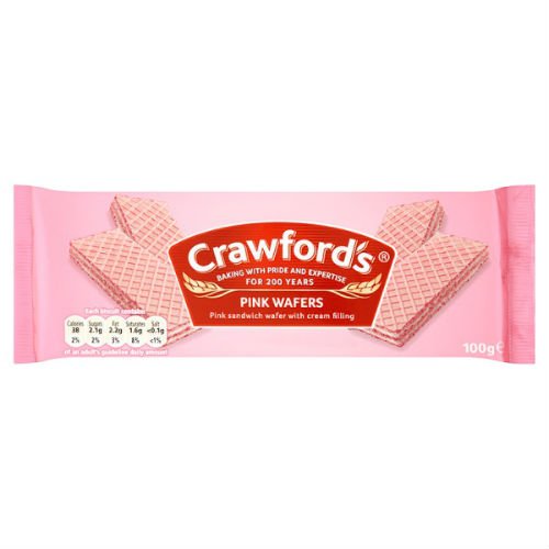 Crawford's Pink Wafers Biscuits 100g Case of 12 Amazon.co.uk Grocery